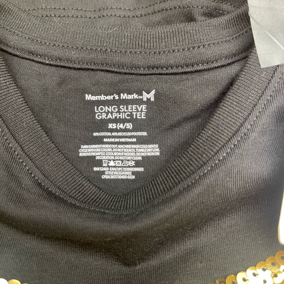 Girls XS (4/5) Long Sleeve Graphic Tees Bundle – Dog Print & Sequin Bow - Picture 3 of 7